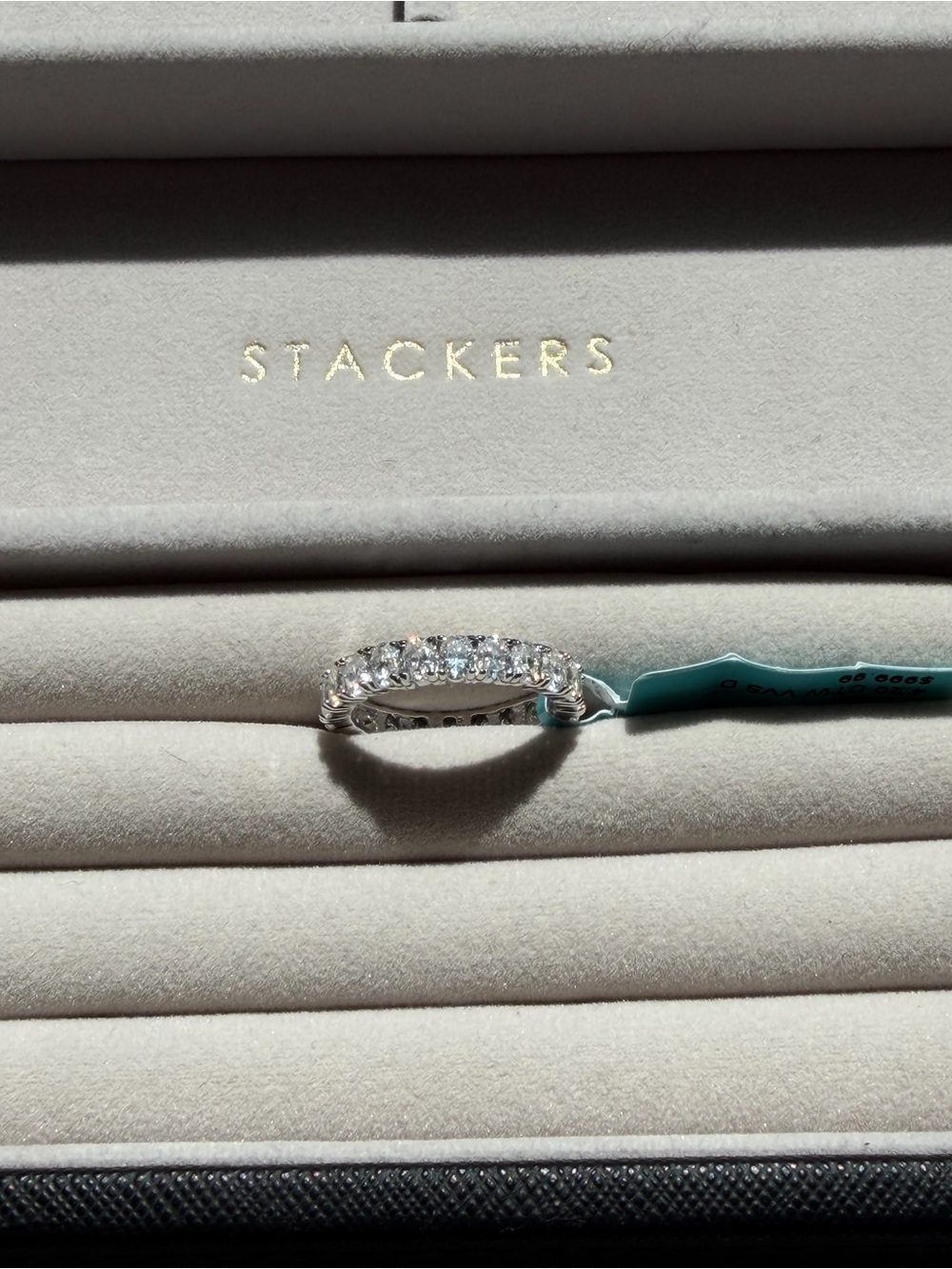 925 Sterling Silver Oval Moissanite Eternity Band Ring - Size 8